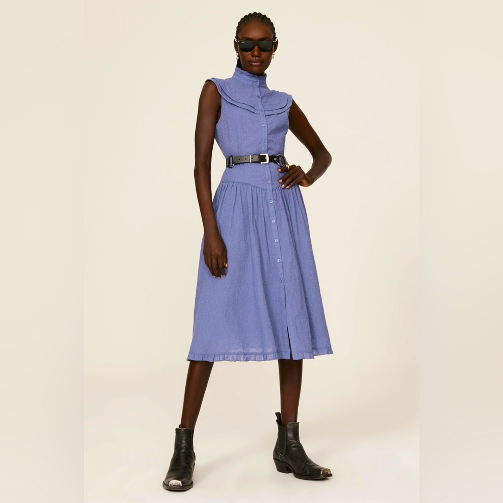 RTR PAMELA LOVE Blue Eyelet Midi Dress S